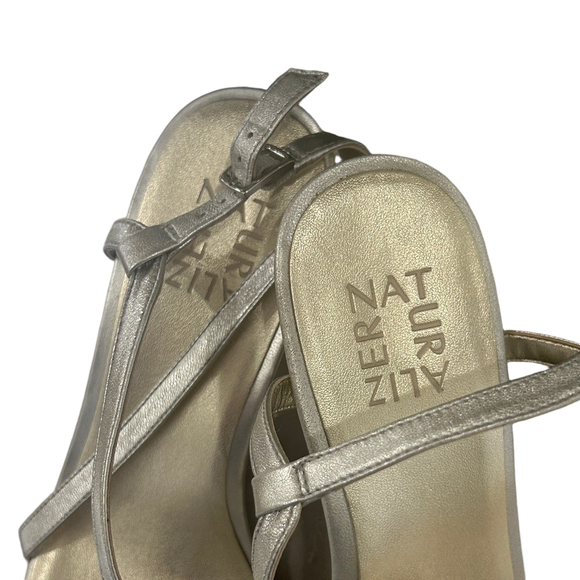 Naturalizer Kia Silver Rhinestone Heels Ankle Strap Women's 7 - Picture 4 of 5